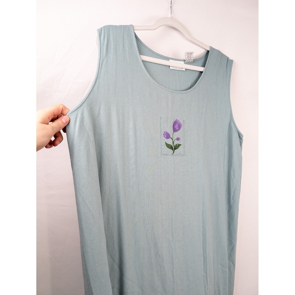 Vintage Y2K 100% Silk Floral Cottagecore Maxi Dress Size XL Sleeveless Granola - Picture 4 of 9
